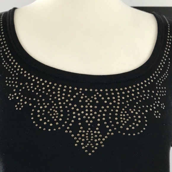 Chaps Black Short Sleeve w/Embellished top XL - Picture 2 of 4